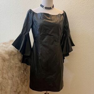 Boston Proper Off the Shoulder Dress - Vegan Leather - Black - Size 10